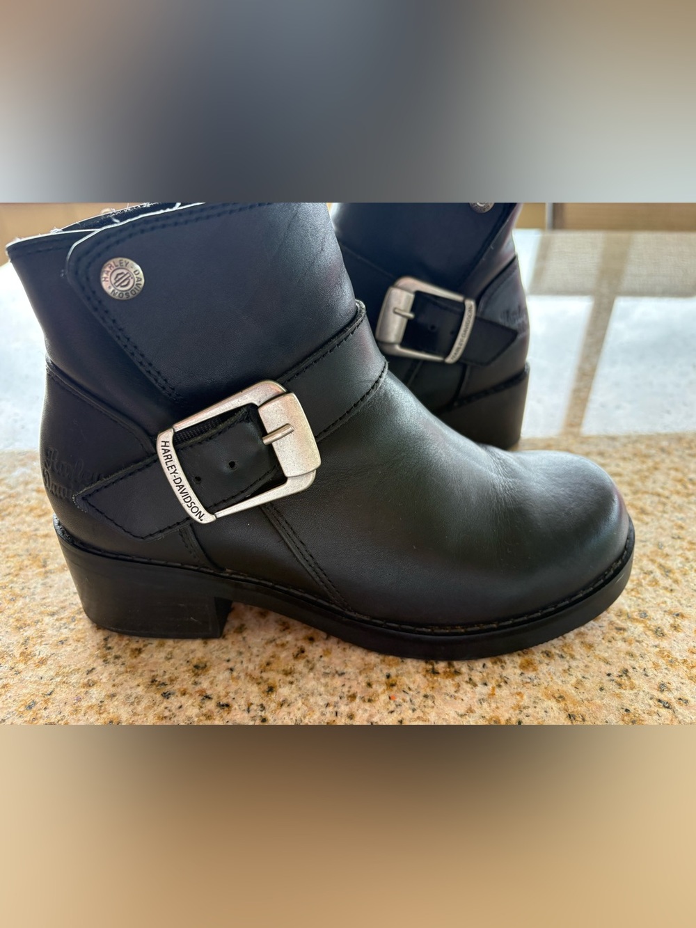Harley-Davidson Lifestyle Women's Black Leather Harness Boots Silver Buckles - Picture 3 of 10